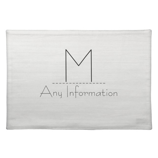 White Wood Grain Texture Monogram Placemat (Front)
