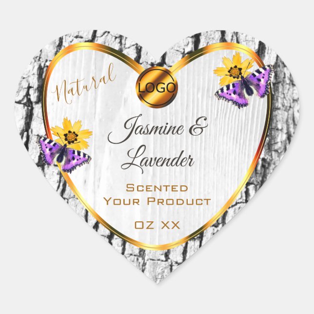 White Wood Grain Tree Bark Product Labels Add Logo (Front)