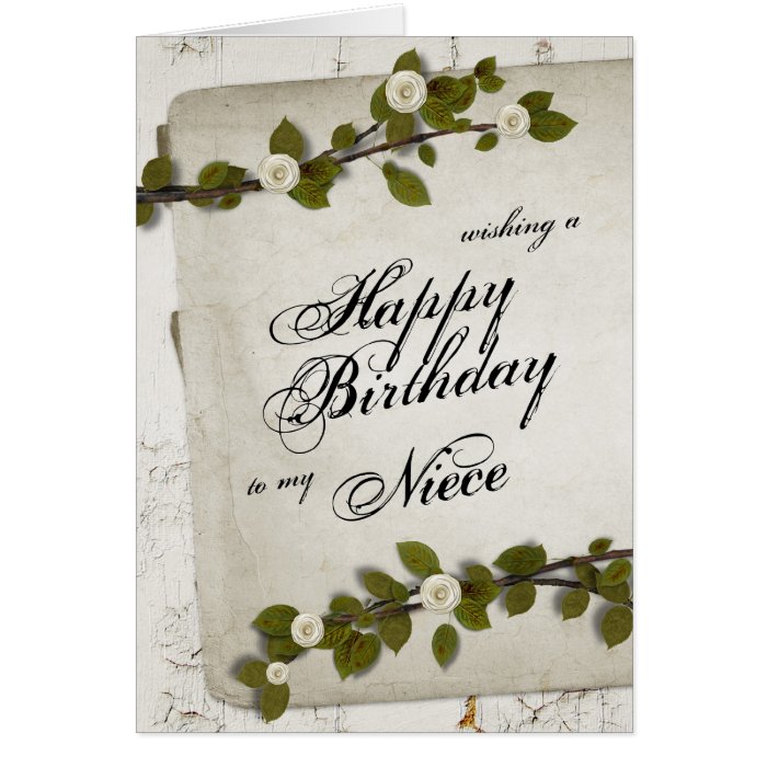 White Wood Happy Birthday Niece Cards