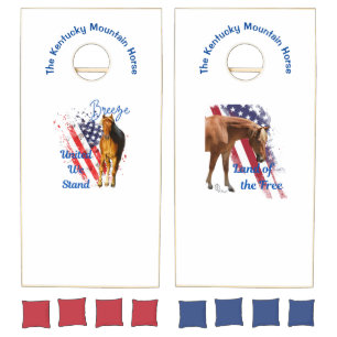 White Wood Horse Cornhole Set