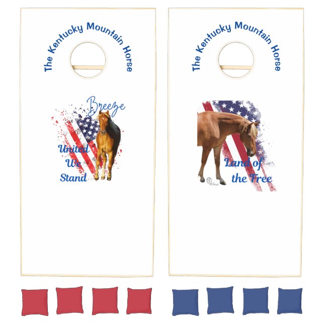 White Wood Horse Cornhole Set (Set)