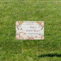 White Wood Pampas Grass Pumpkin Welcome Banner  Sign