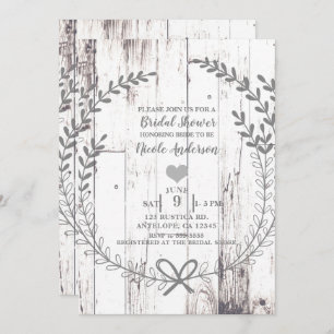 White Wood Rustic Farmhouse Country Bridal Shower Invitation