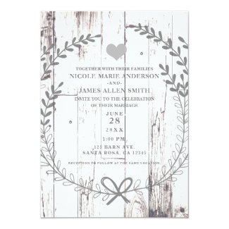 White Wood Rustic Farmhouse Country Wedding Invitation
