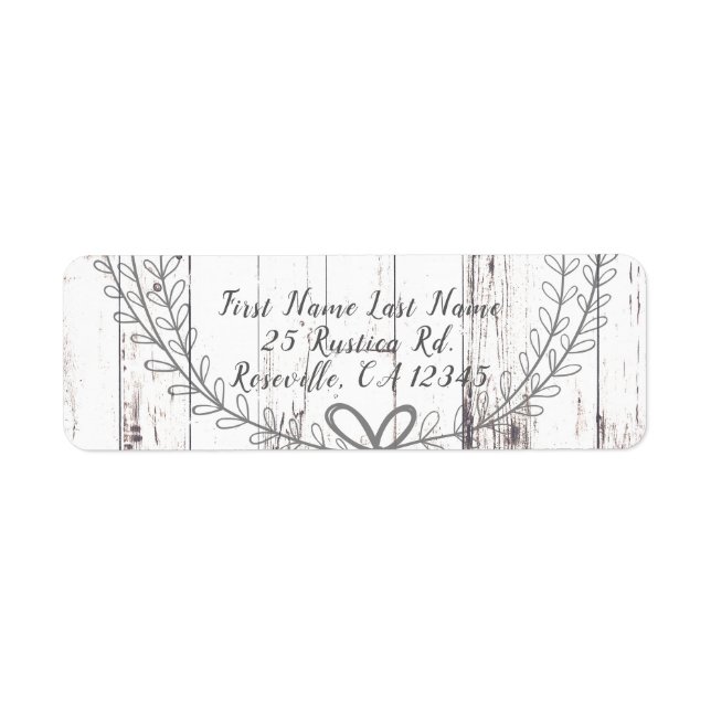 White Wood Rustic Farmhouse Country Wedding Label (Front)