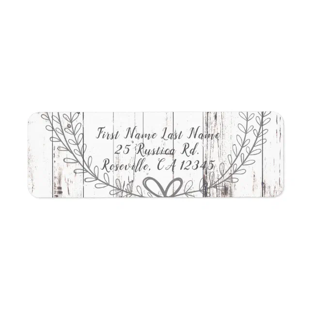 White Wood Rustic Farmhouse Country Wedding Label | Zazzle