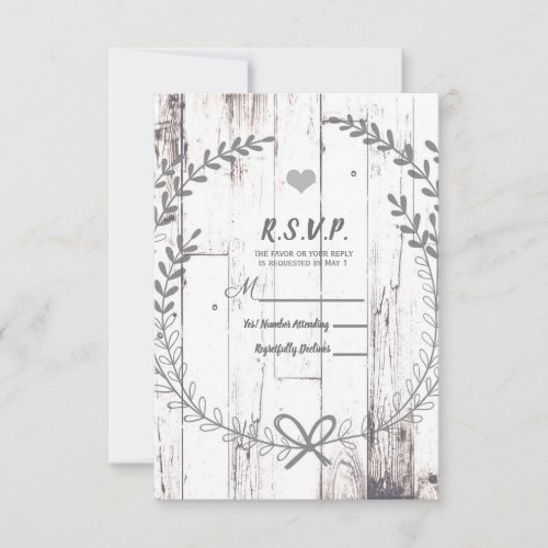 White Wood Rustic Farmhouse Country Wedding RSVP