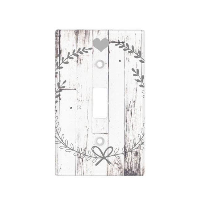 White Wood Rustic Farmhouse Home Sweet Home Light Switch Cover (Front)