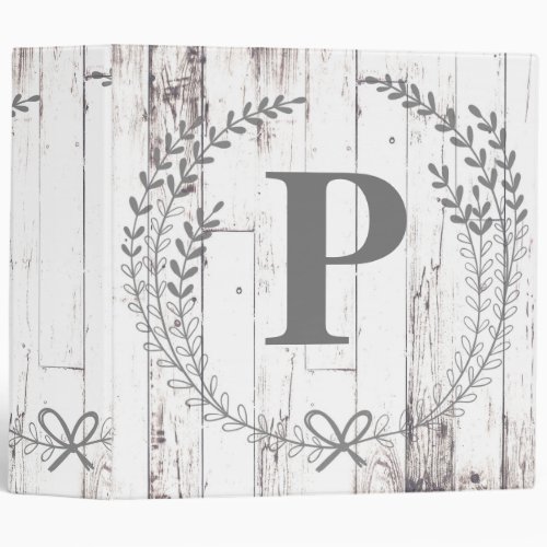 White Wood Rustic Farmhouse Shabby Chic Custom 3 Ring Binder