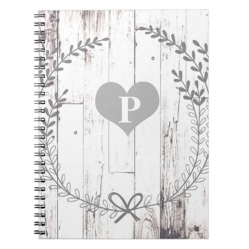 White Wood Rustic Farmhouse Shabby Chic Notebook