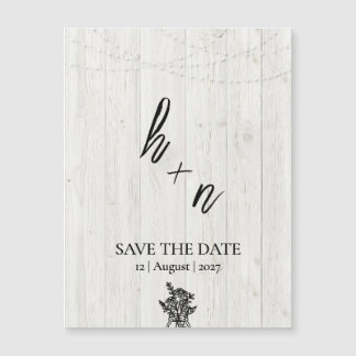 White Wood Save the Date Minimalistic Initials