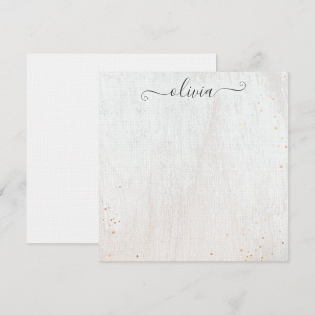 White Wood Signature Script Note Card (Front/Back)