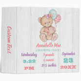 Pink Teddy Bear Baby Newborn Child Photo Album 3 Ring Binder