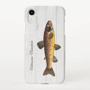 White wood  trout fish vintage watercolor iPhone XR case