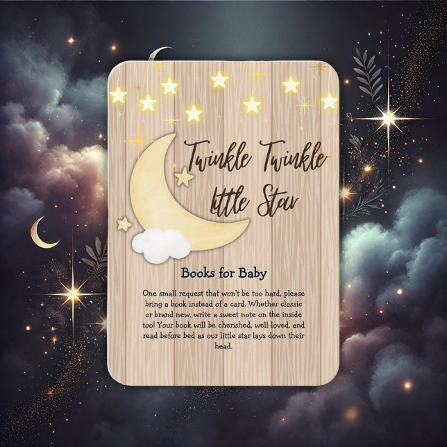 White Wood Twinkle Twinkle Little Star Baby Shower Enclosure Card (Creator Uploaded)