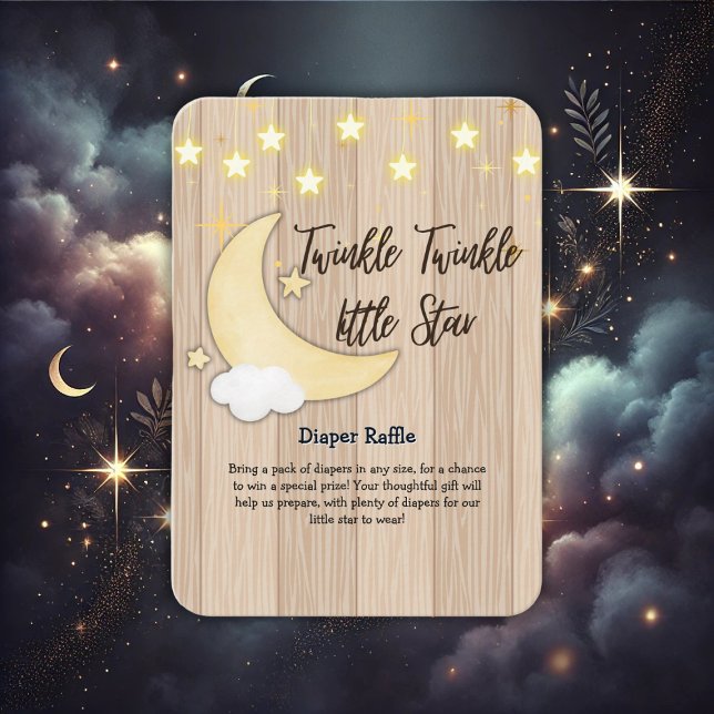 White Wood Twinkle Twinkle Little Star Baby Shower Enclosure Card (Creator Uploaded)