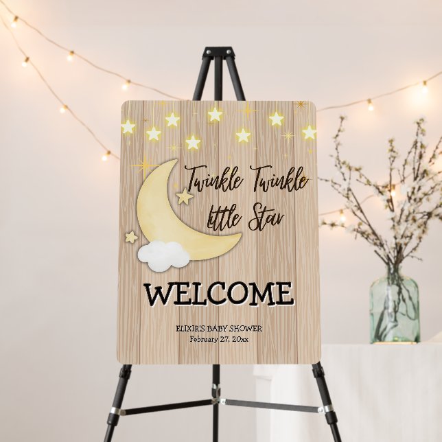 White Wood Twinkle Twinkle Little Star Baby Shower Foam Board (In Situ (Stand))