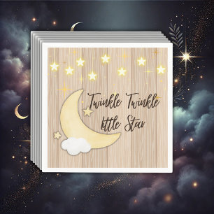 White Wood Twinkle Twinkle Little Star Baby Shower Napkins