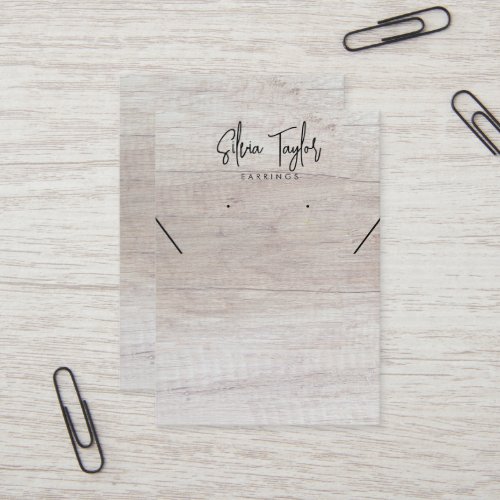 White Wood Your Logo Earring Display Card