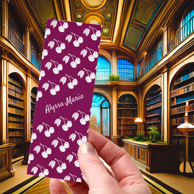 White Woodcut Pattern on Cherry Red Bookmarks (Creator Uploaded)