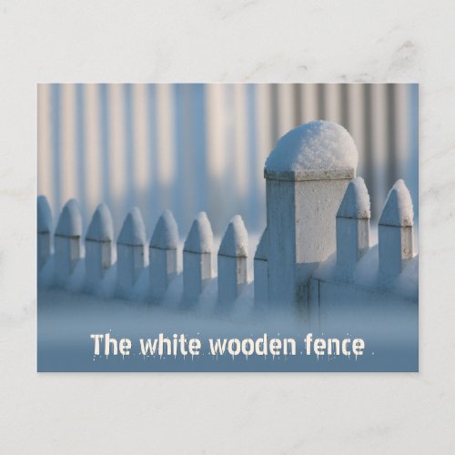 White wooden fence CC0684 Winter Sun Postcard