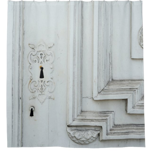 White wooden frame shower curtain (Front)