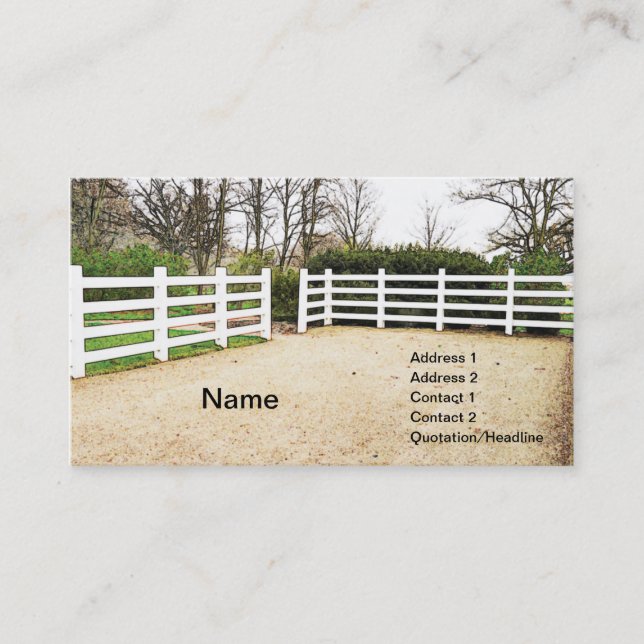 white wooden post and rail fence business card (Front)
