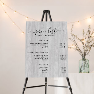 White Wooden Simple Salon price list Foam Board