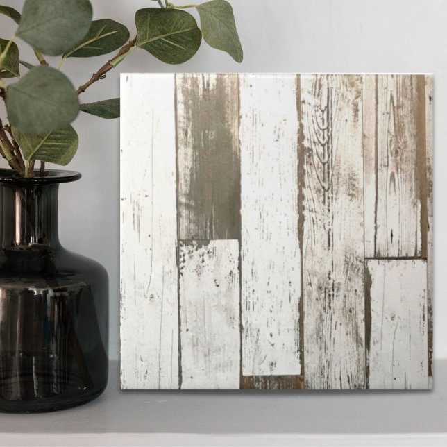 White woodgrain rustic western country barn wood ceramic tile (White woodgrain rustic western country barn wood ceramic tile)