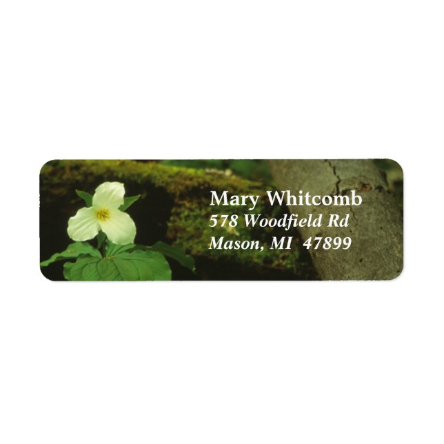 White Woods Flower Address Label (Front)