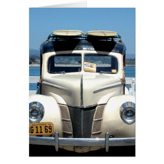White woody with surfboards cards (Front)