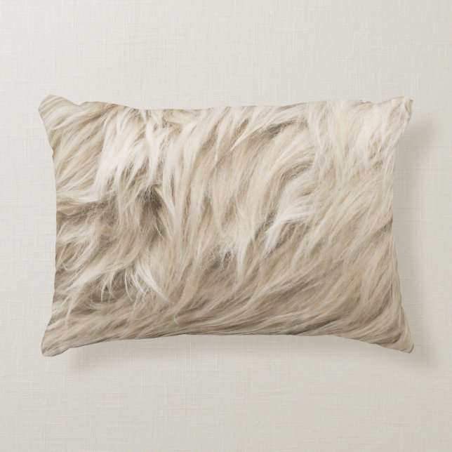 White Wool Fluffy Texture Background Accent Pillow (Front)