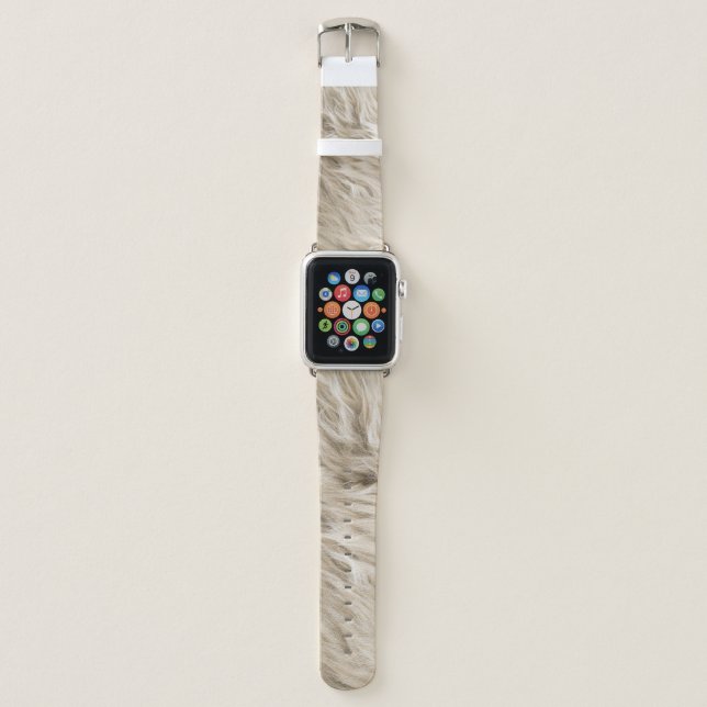 White Wool Fluffy Texture Background Apple Watch Band (Front)