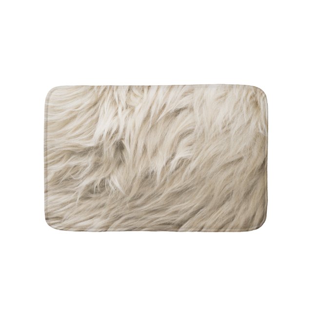 White Wool Fluffy Texture Background Bath Mat (Front)