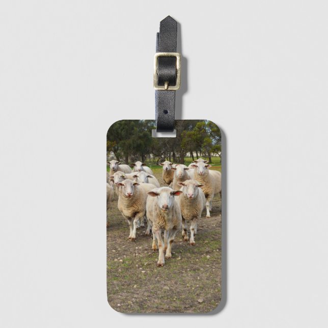 White Woolly Sheep Herd,    Luggage Tag (Front Vertical)