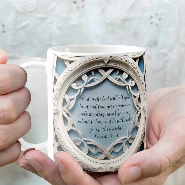 White Woven Frame Customizable Verse  Coffee Mug (Creator Uploaded)