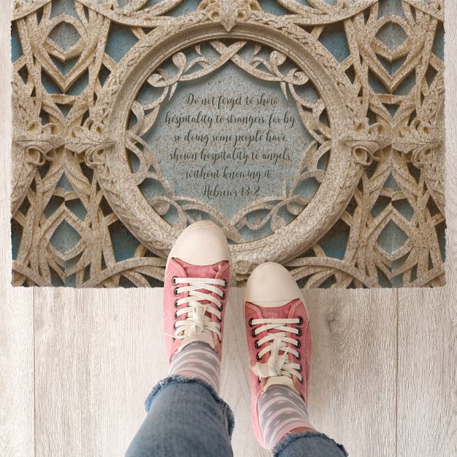 White Woven Frame Customizable Verse  Fiber Doormat (Creator Uploaded)