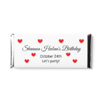White Wrapped with Hearts:  Birthday Hershey Bar Favors