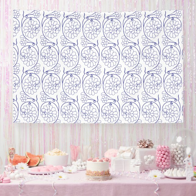 White wrapping paper with a subtle, repeating patt banner (Party)