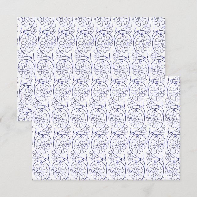 White wrapping paper with a subtle, repeating patt thank you card (Front/Back)