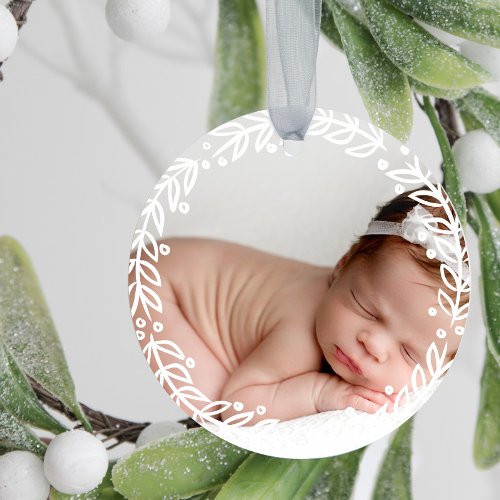 White Wreath  Babys First Christmas Ceramic Ornament