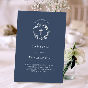 white wreath Baptism Invitation