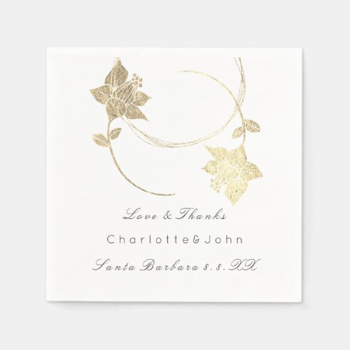 White Wreath Gold Floral Event Bridal Wedding Lux Napkins