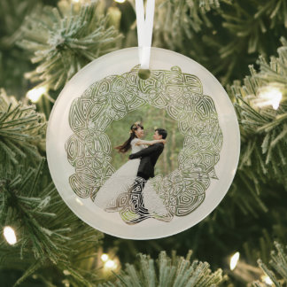 White Wreath Photo Glass Ornament