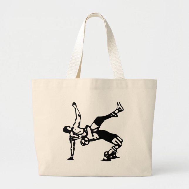 White Wrestling Large Tote Bag (Front)