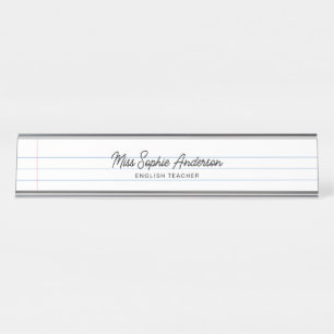 White Writing Pad Style Teacher Desk Name Plate