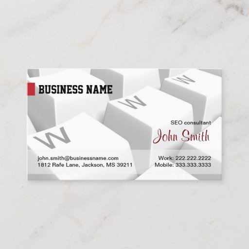 Customizable White WWW keyboard Internet Business Card