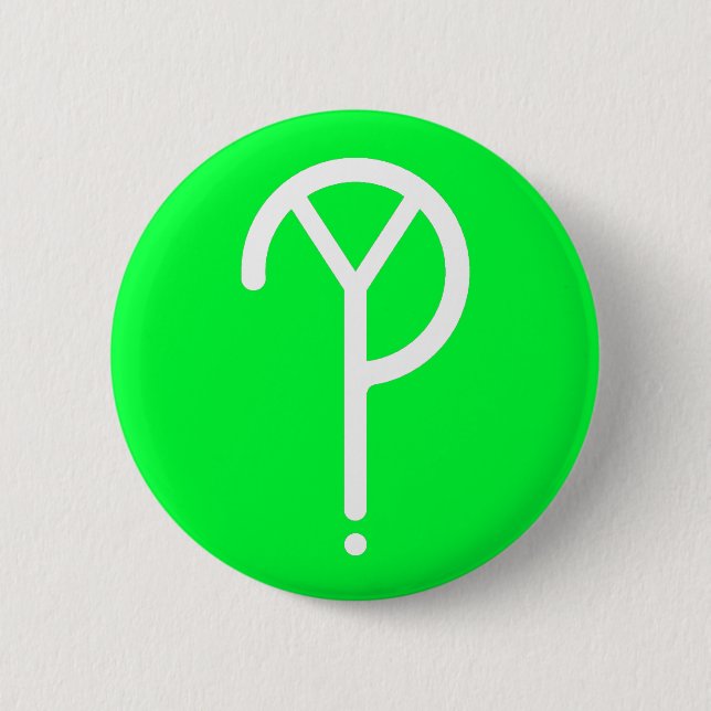 White Y? Symbol- On Green Button (Front)