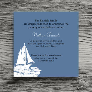 White Yacht Funeral Announcement Card