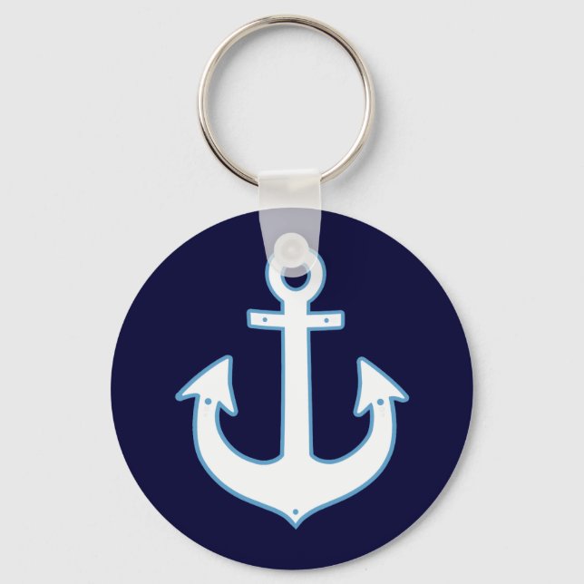 white yachting nautical anchor keychain (Front)